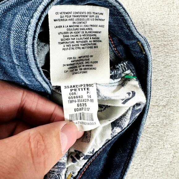 Pilcro and the Letterpress Jeans Women 25P 28x24 Straight Dark Wash Raw Hem - Picture 8 of 12